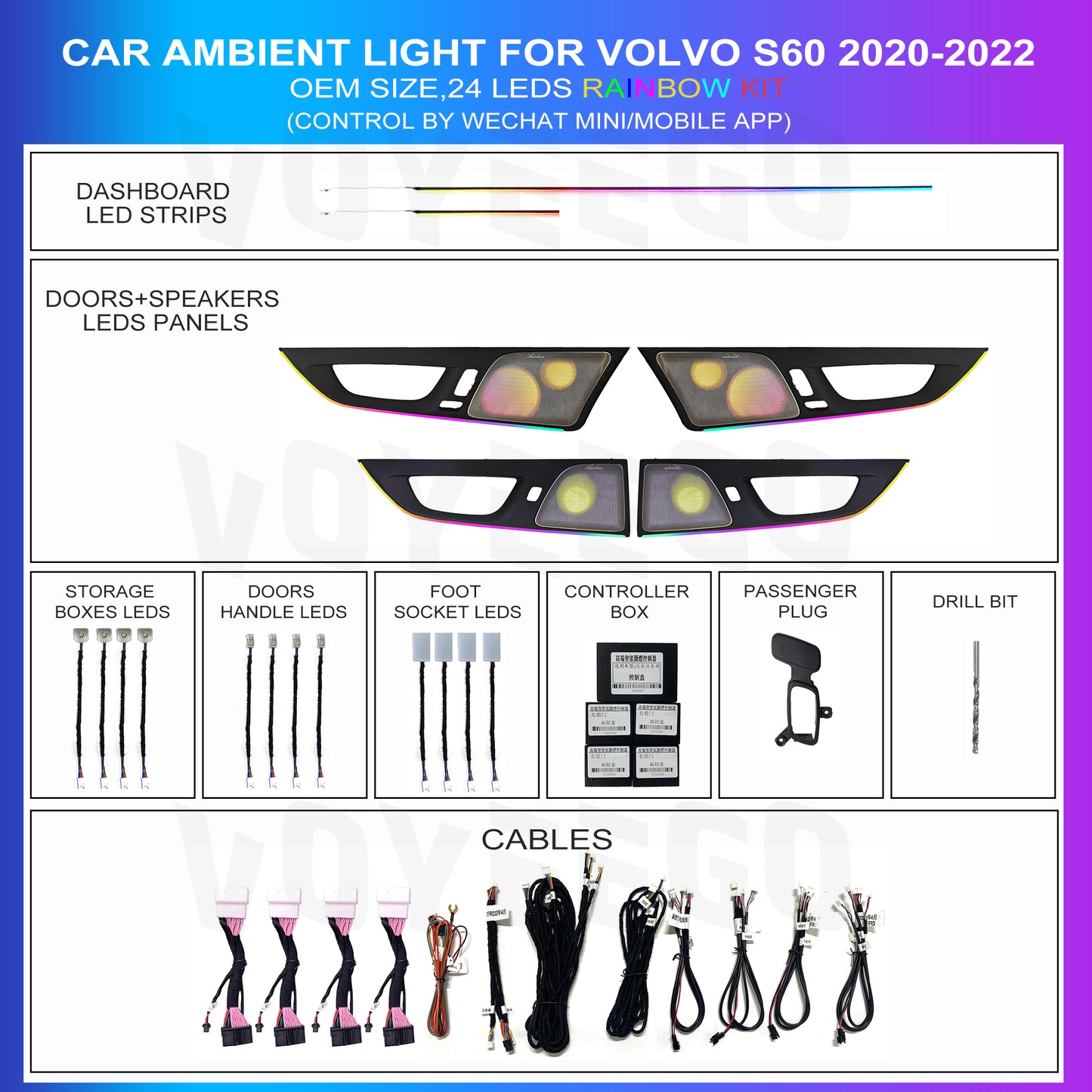 S60 2020-2022 Ambient Lighting Interior | Rainbow