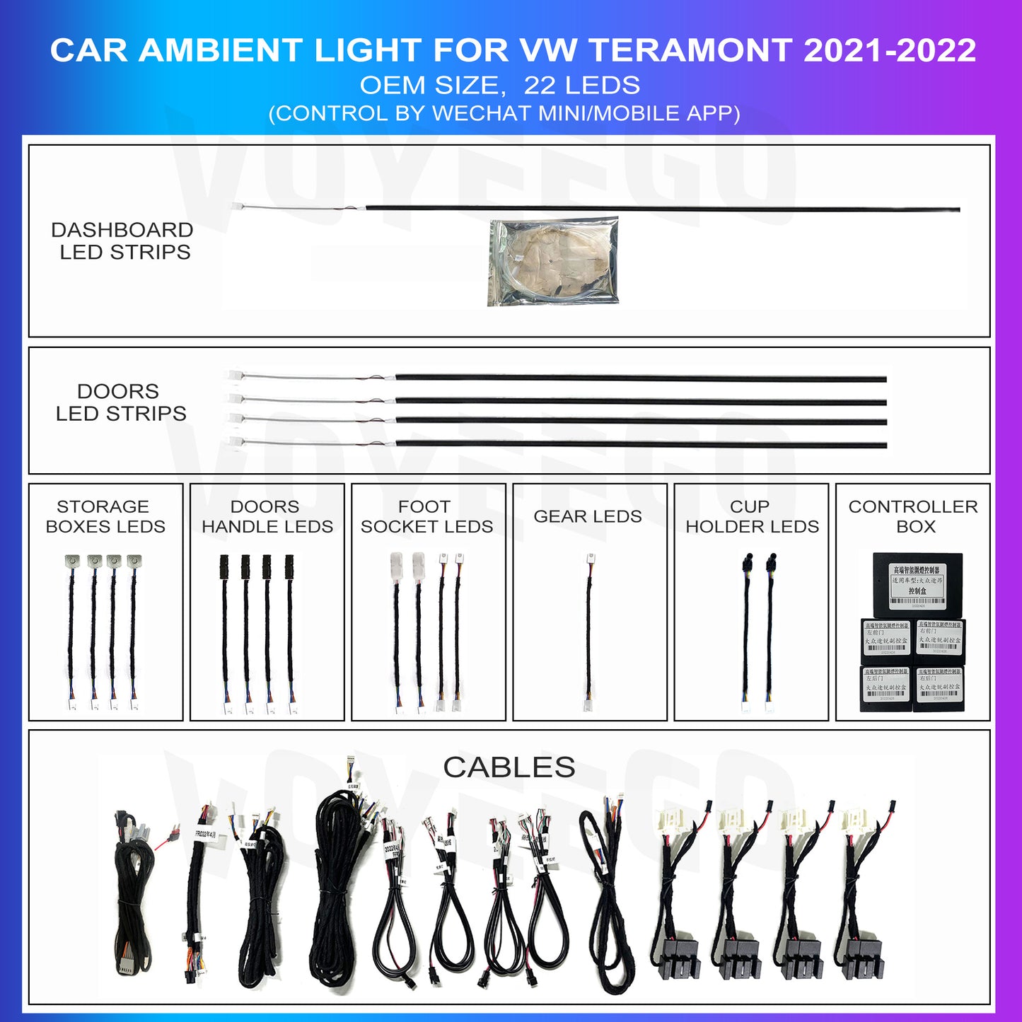 Teramont 2021-2022 Ambient Lighting Kit | 22 Leds