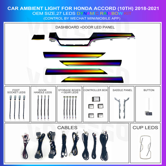 Honda Accord 2018-2021 10th Ambient Lighting Kit | Rainbow