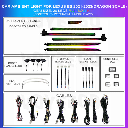 Lexus ES 2021-2022 Ambient Lighting | Dragon Scale Rainbow