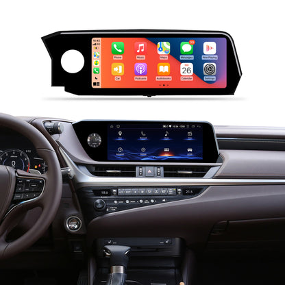 An 12.3 inch aftermarket touch screen android display upgrade designed for a Lexus ES vehicle from year 2018 to year 2021, no matter oem car is 8 inch small display or 12.3 inch display