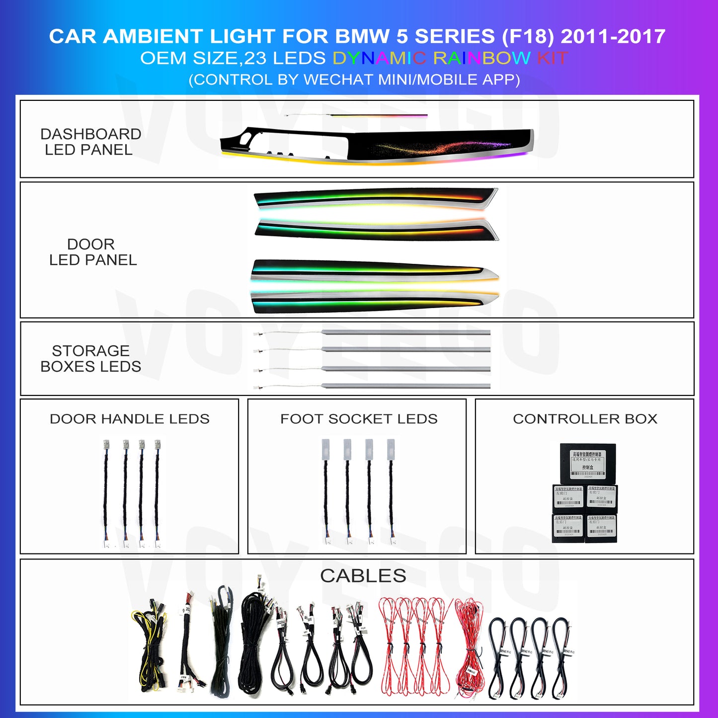 5 Series F10 F11 F18 2011-2017 Dynamic Ambient Lighting | 23 Leds