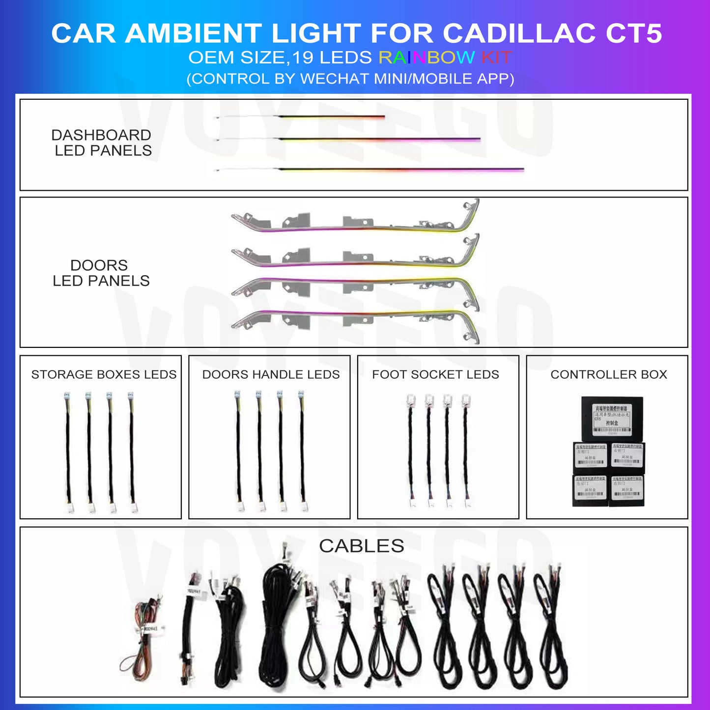 CT5 Ambient Lighting Rainbow Interior Kit | 19 Leds