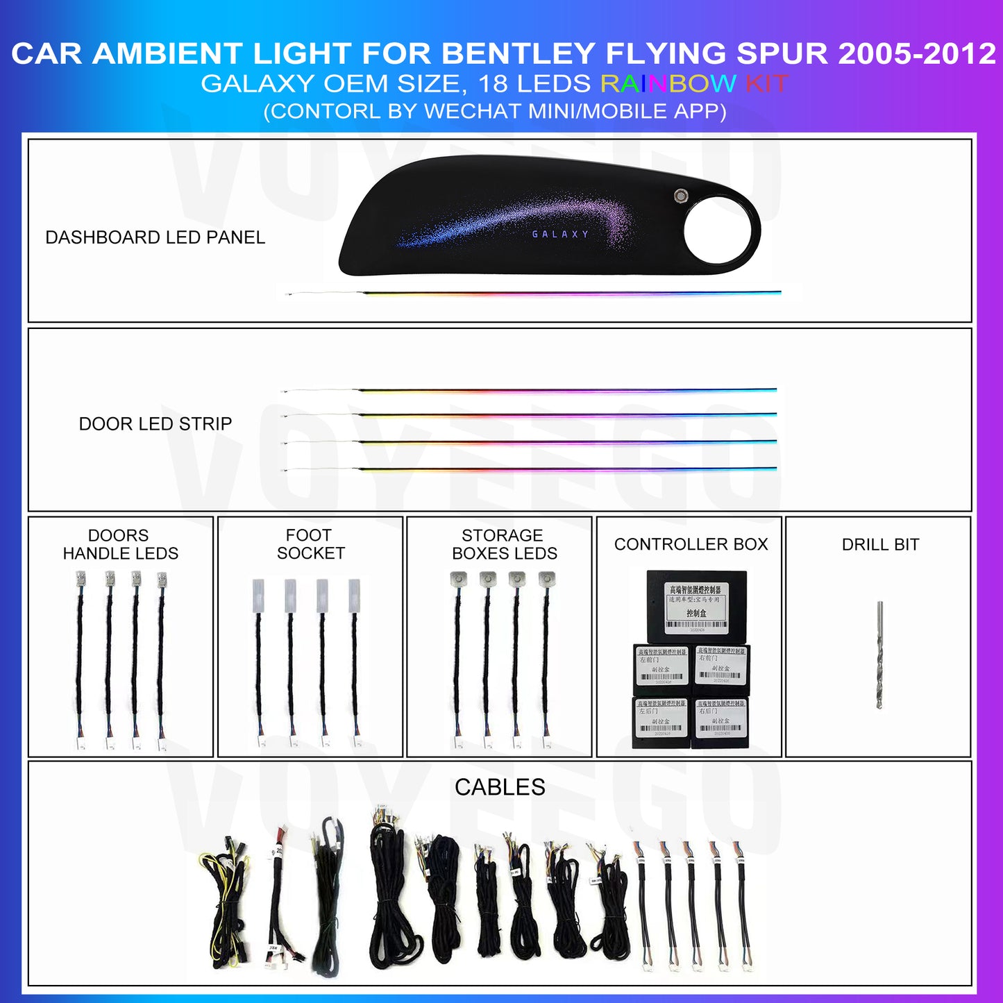 Bentley Flying Spur Interior Ambient Lighting Kit Replacement | Galaxy Trim Leds