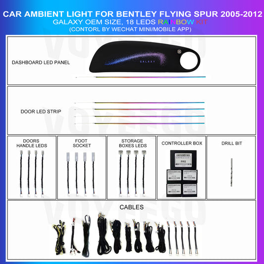 Bentley Flying Spur Interior Ambient Lighting Kit Replacement | Galaxy Trim Leds