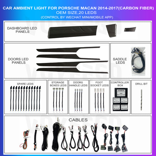 Macan 2014-2017 Ambient Lighting Upgrade Replacement Retrofit | Carbon Fiber