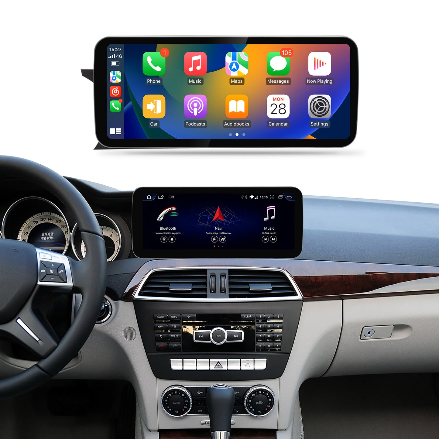 12.3 Inch NTG 4.5 C Class W204 LHD Mercedes Android Screen Retrofit | Wireless Carplay