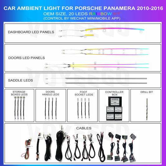 Panamera 2010-2016 Interior Ambient Lighting Retrofit | 64 RGB Colors 20 LEDs