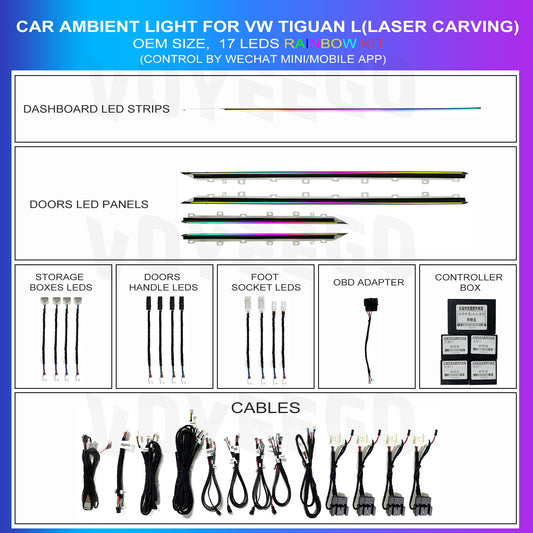 Tiguan L 2017-2021 17 Leds Rainbow Ambient Interior Lighting