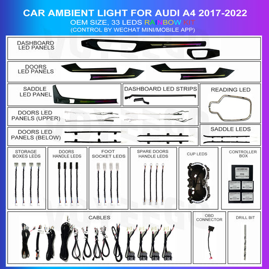 A4 2017-2022 Interior 64 Colors Ambient Lighting | Active Rainbow