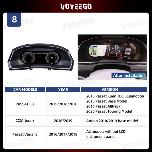 12.3″ VOLKSWAGEN PASSAT B8 CC VARIANT MQB SYSTEM 2017-2020 LCD DIGITAL DASHBOARD CLUSTER SPEEDOMETER