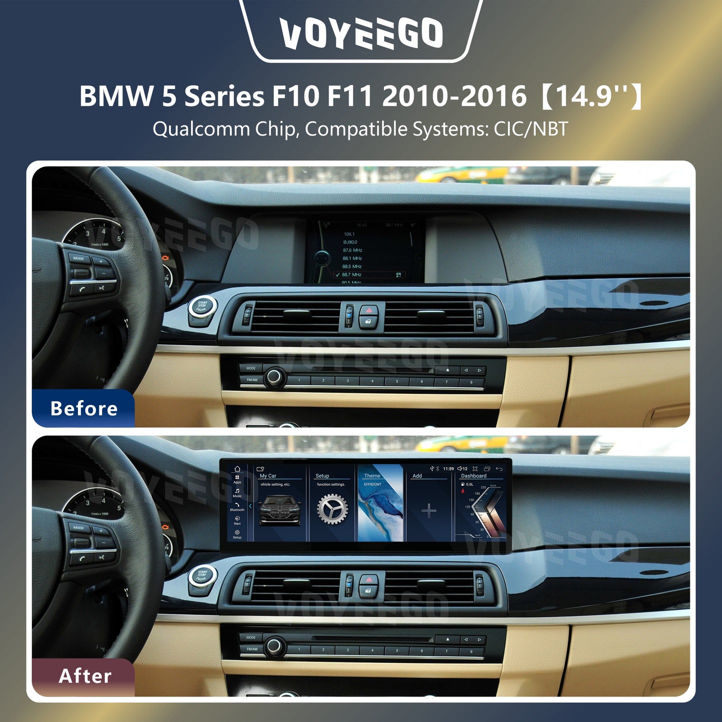 14.9 Inch 5 Series F10 F11 2010-2016 BMW Android Screen | Wireless Carplay | Android Auto