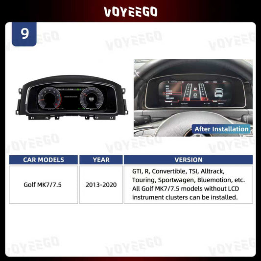 12.3INCH 2014-2020 VOLKSWAGEN GOLF 7 DIGITAL CLUSTER LCD DASHBOARD SPEEDOMETER