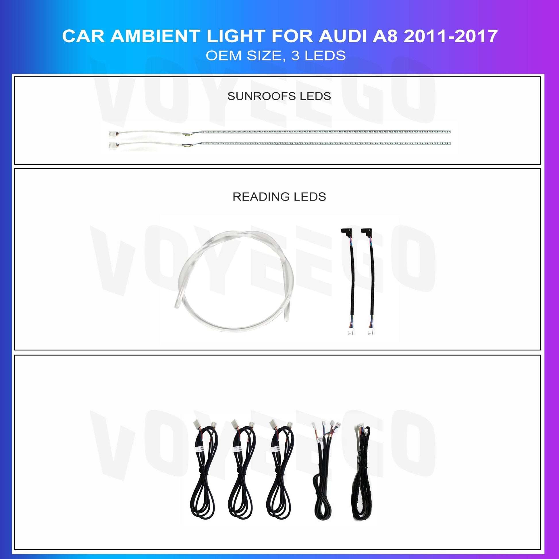 Audi A8 2011-2017 sunroof leds reading lighting