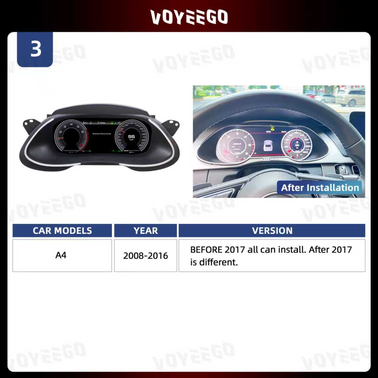 A4 B8 2008-2016 Digital LCD Cluster