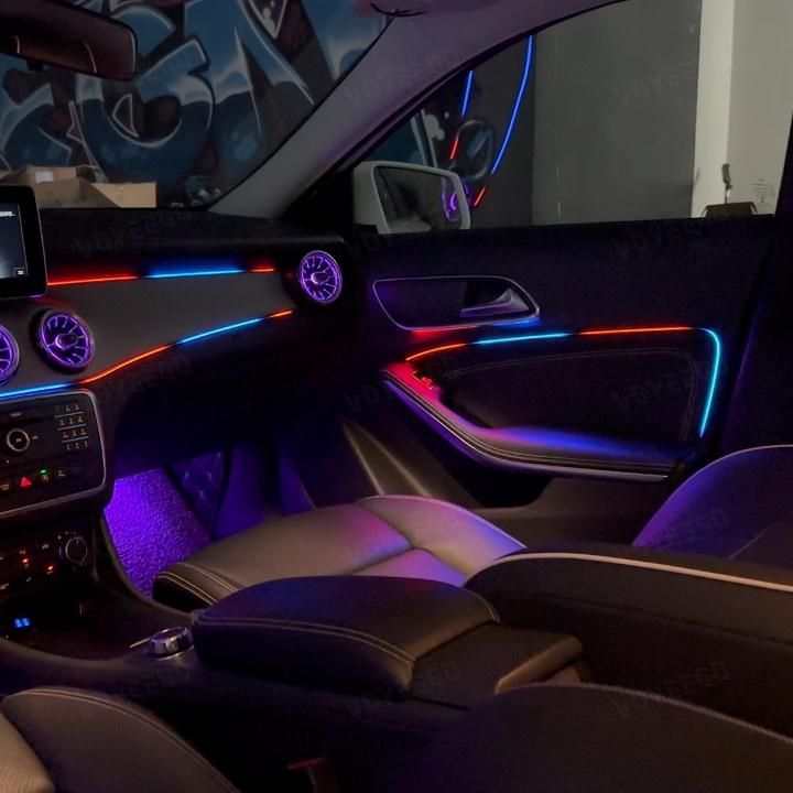 night view of mercedes a class b class interior with ambient lighting installed