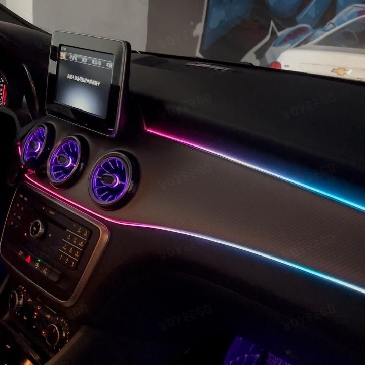 Car dashboard ambient lighting with strips and air vent leds for mercedes w176
