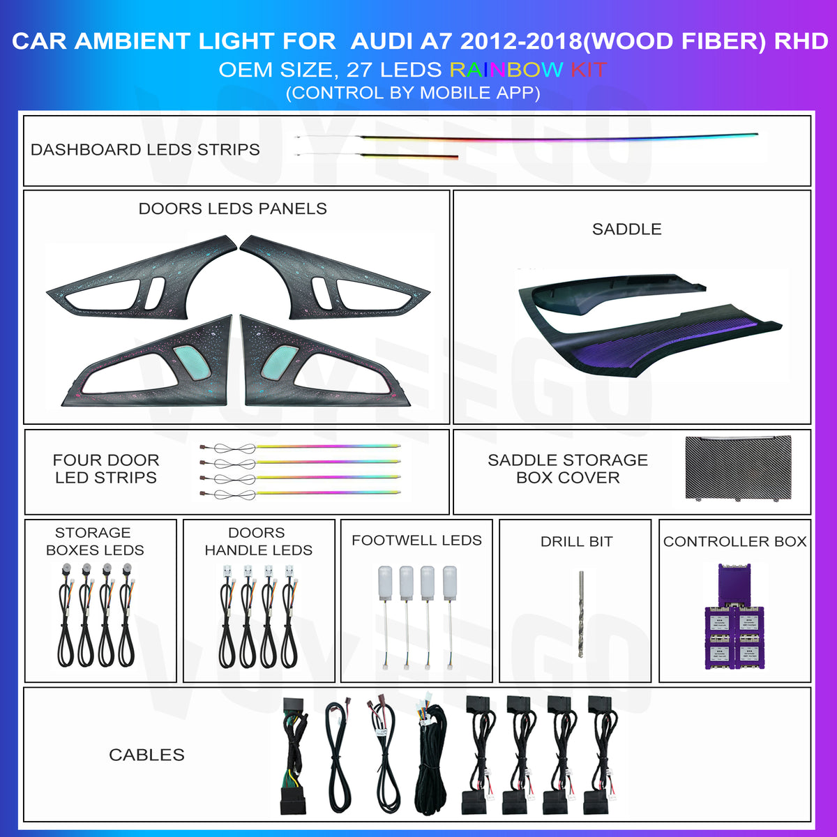 A7 C7 2012-2018 Ambient Lighting 27 Leds Interior Kit | PRESALE