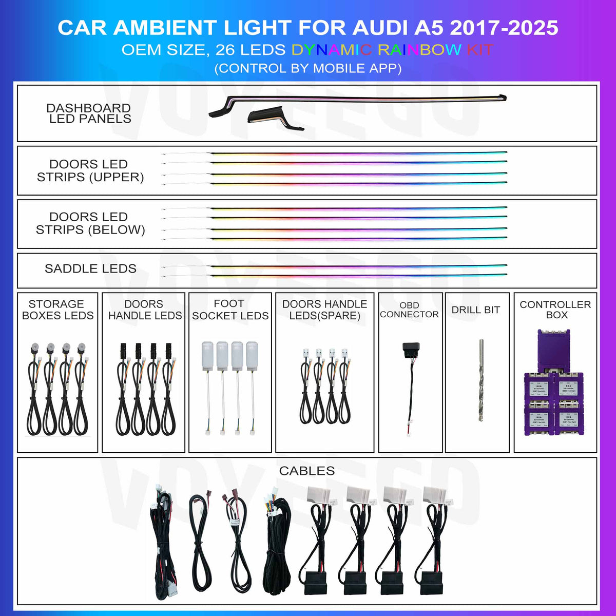 A5L 2017-2022 Ambient Lighting Original Retrofit | Rainbow