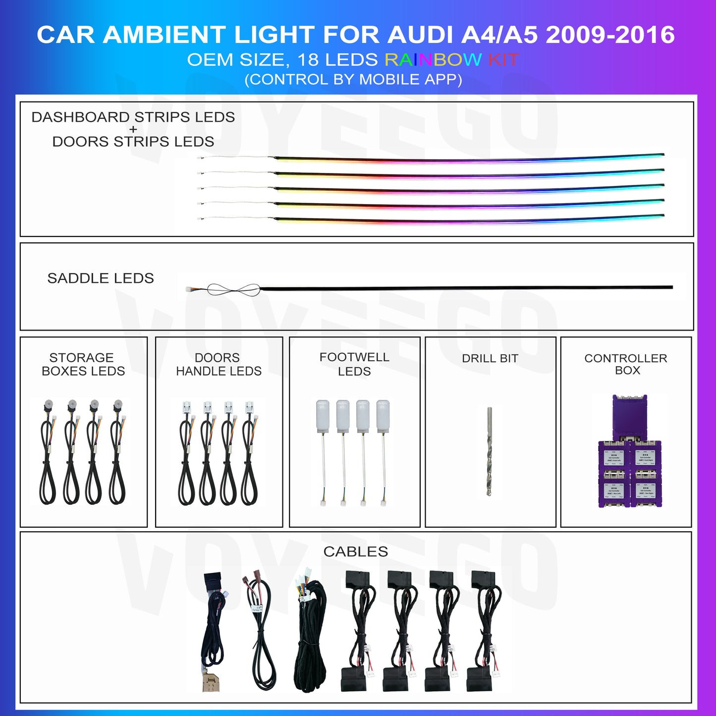 A4 B8 B8.5 2009-2016 Ambient Lighting | Dynamic Rainbow