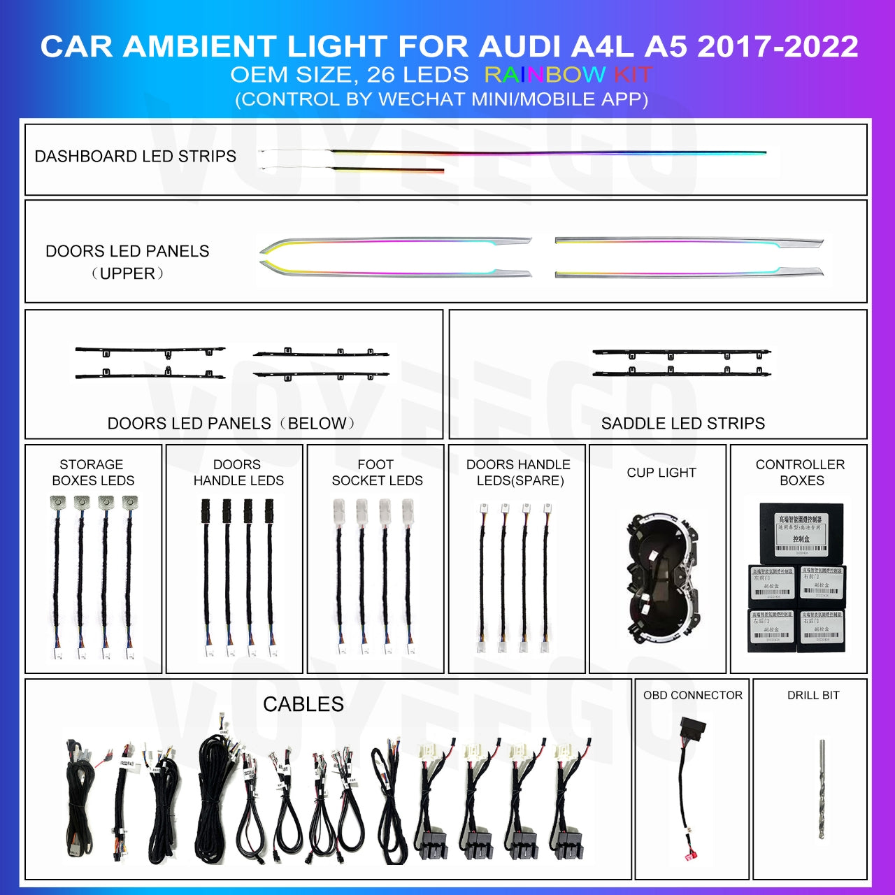 A4 B9 2017-2023 OEM Dynamic Ambient Lighting Kit | Rainbow