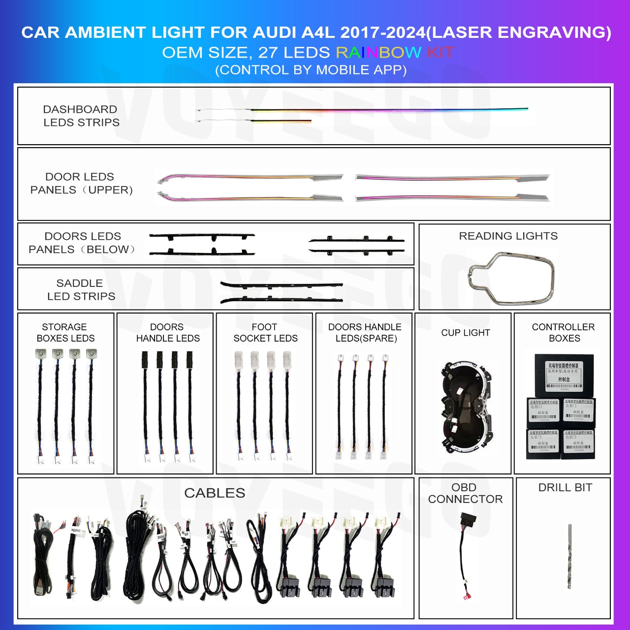 A4 B9 2017-2023 OEM Dynamic Ambient Lighting Kit | Rainbow