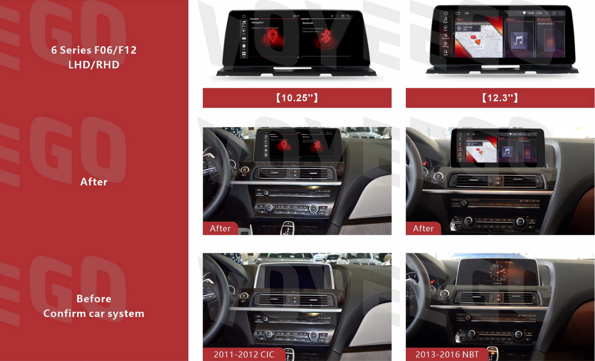 10.25 inch bmw 6 series f06 f12 cic nbt systems differences