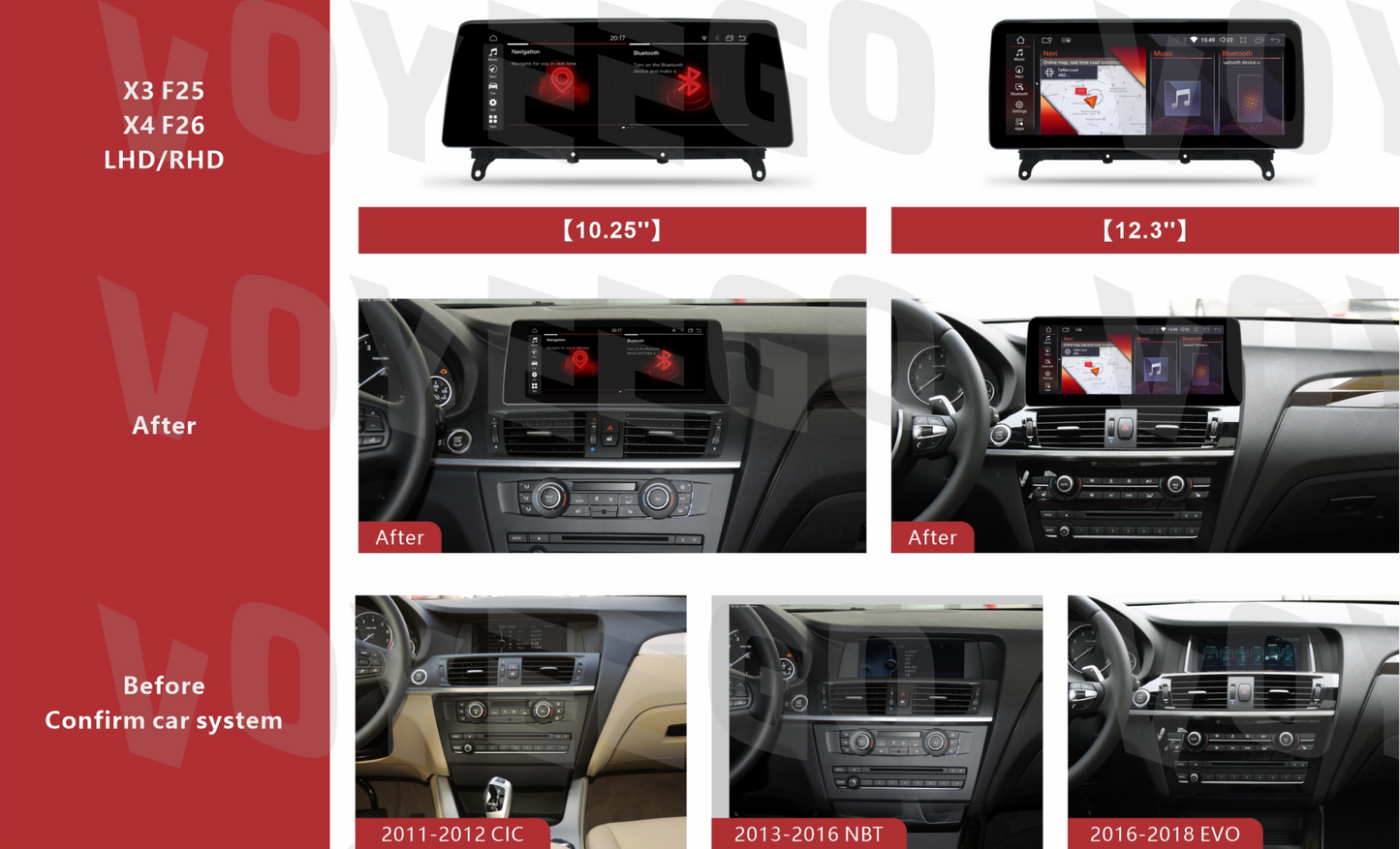 BMW x3 f25 x4 f26 original car systems differences between CIC, NBT, EVO