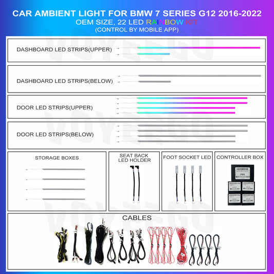 7 Series G12 2016-2022 Ambient Lighting 22 Leds