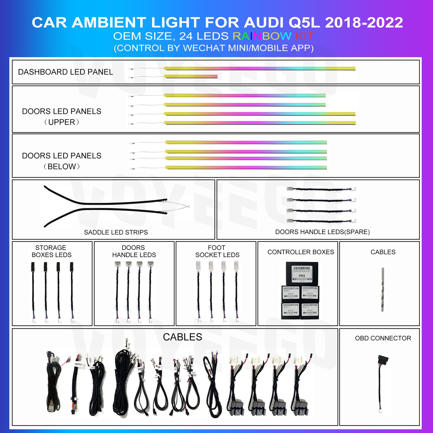 Q5L 2018-2022 Ambient Lighting Kit | Dynamic Rainbow