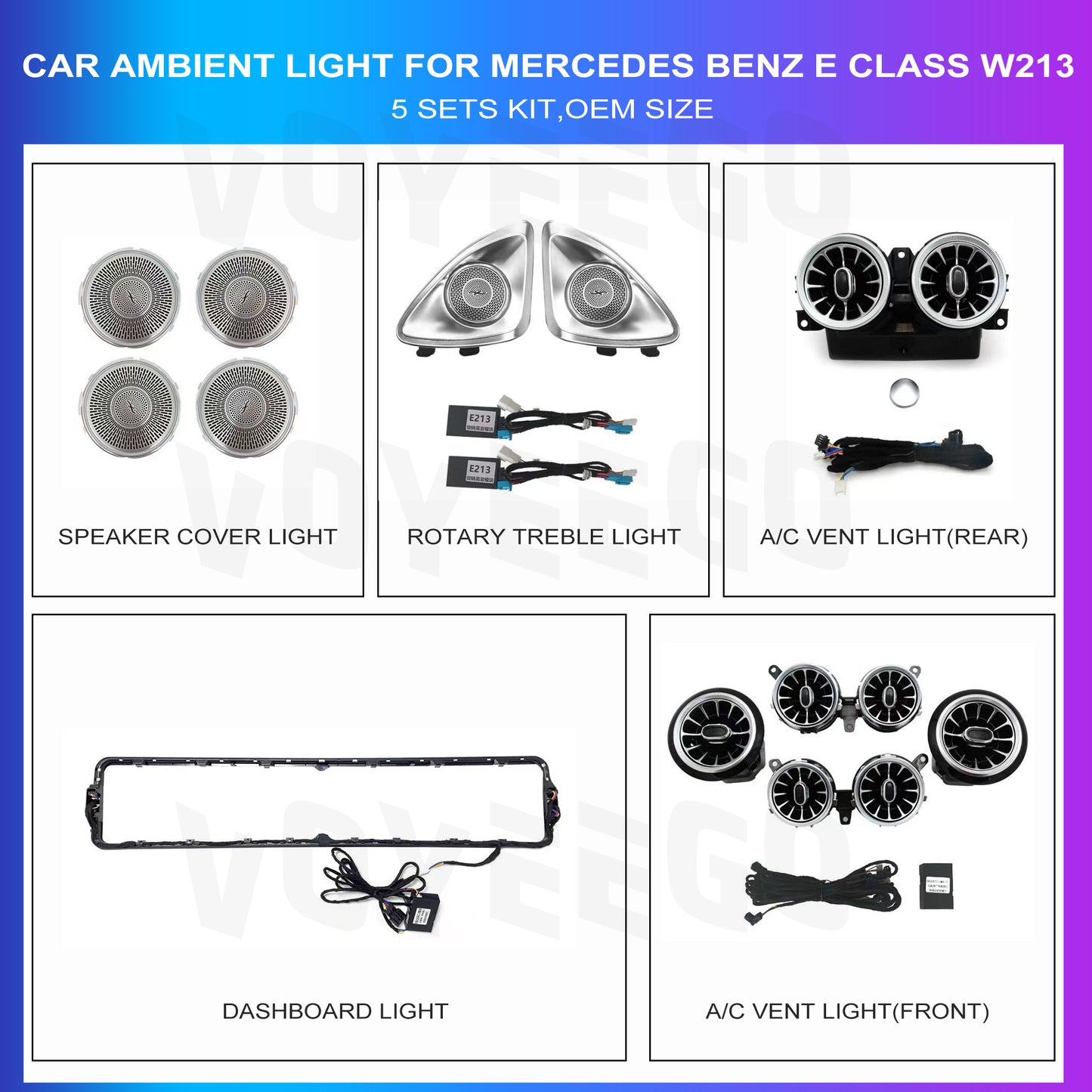 E Class W213 Interior Retrofit Ambient Lighting Upgrade | 5 IN 1 Kit | OEM Type