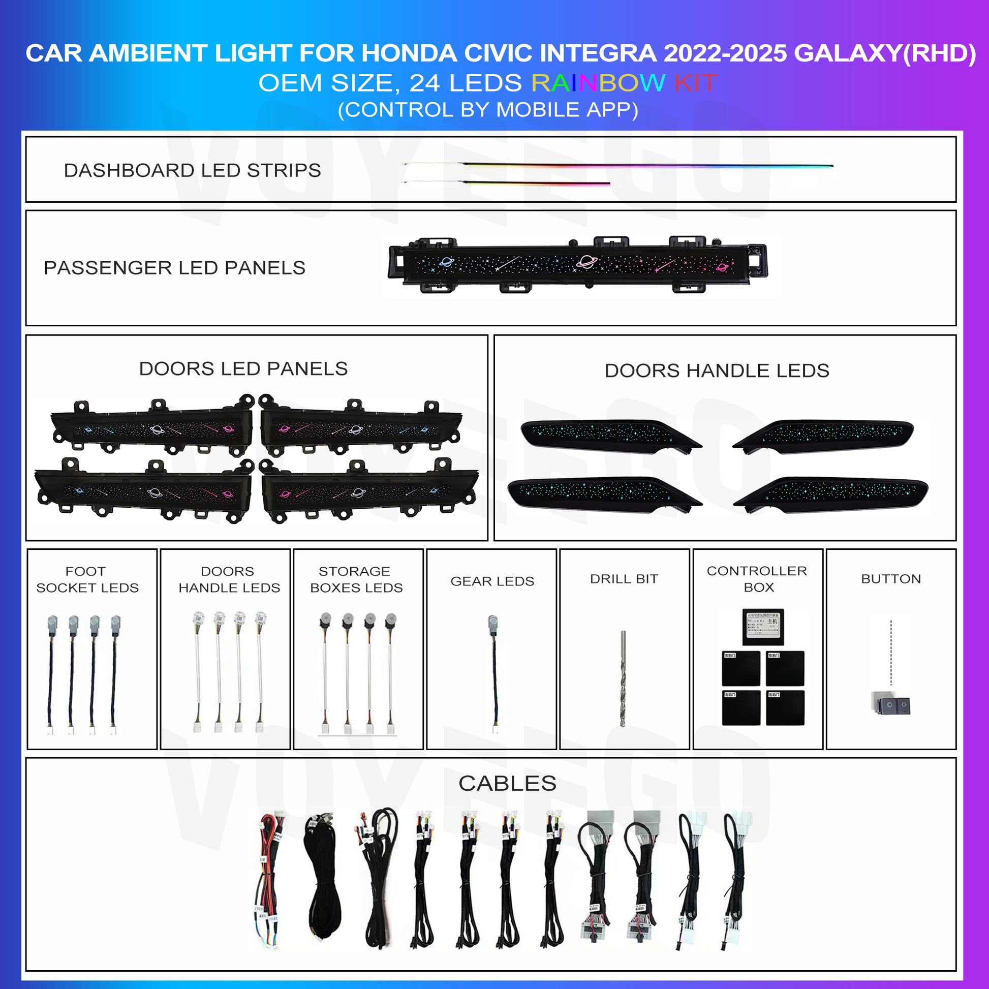 Honda Civic 11th ambient lighting right hand drive galaxy break down