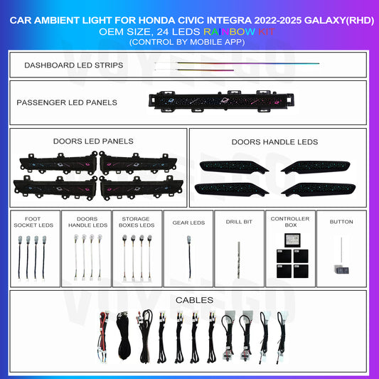 Honda Civic 11th ambient lighting right hand drive galaxy break down