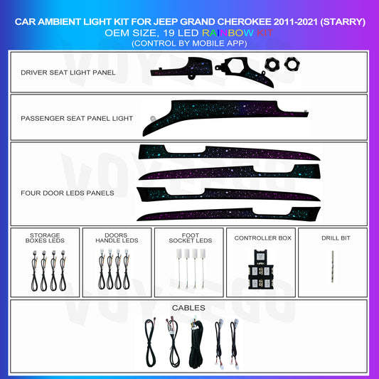 Jeep Grand Cherokee 2011-2021 Ambient Lighting Kit | LED Interior Lights | Music Sync | APP Control | Multiple Modes for Interior Car Lighting Conversion