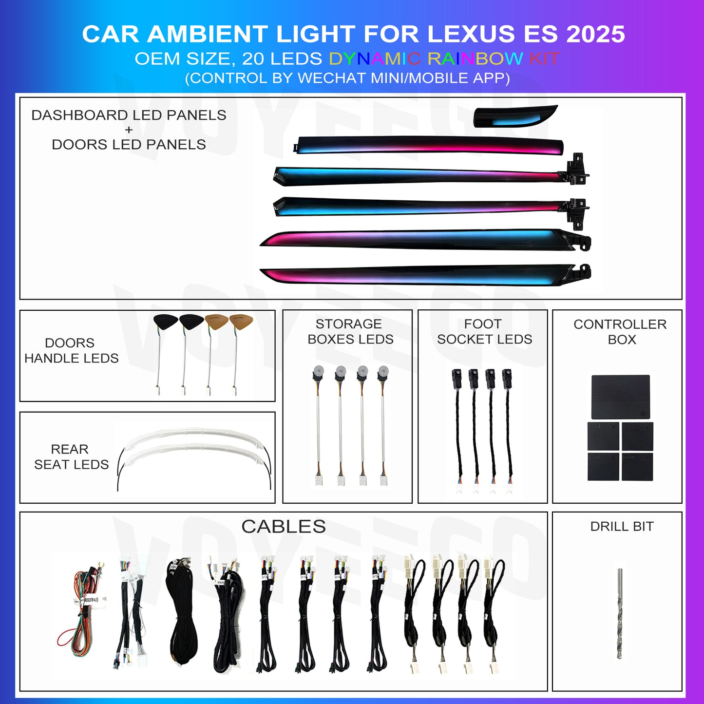 ES 2025 Premium Panel OEM Size Ambient Lighting Kit | Dynamic Rainbow