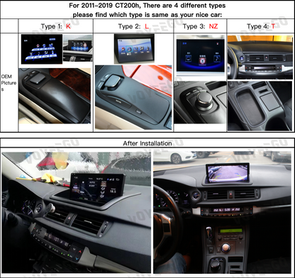 There are 4 different types of oem lexus ct200h systems, each system is compatible with different screen.