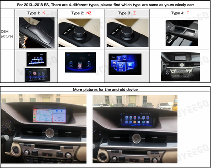 There are 4 types of Lexus ES 2013-2018 original system, mouse and main menu are different obviously