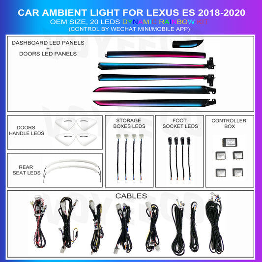 ES 2018-2020 Ambient Lighting Interior | Dynamic Rainbow