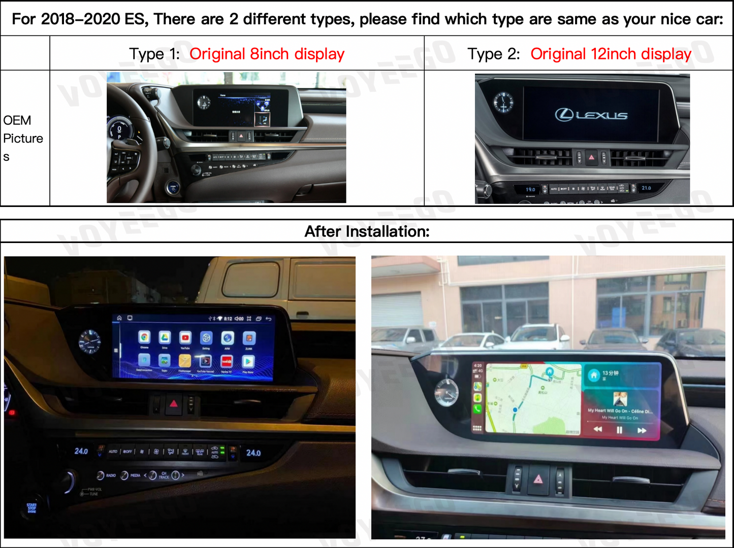 12.3" ES 2018-2021 Lexus Android Screen | Wireless Carplay | 8+64GB