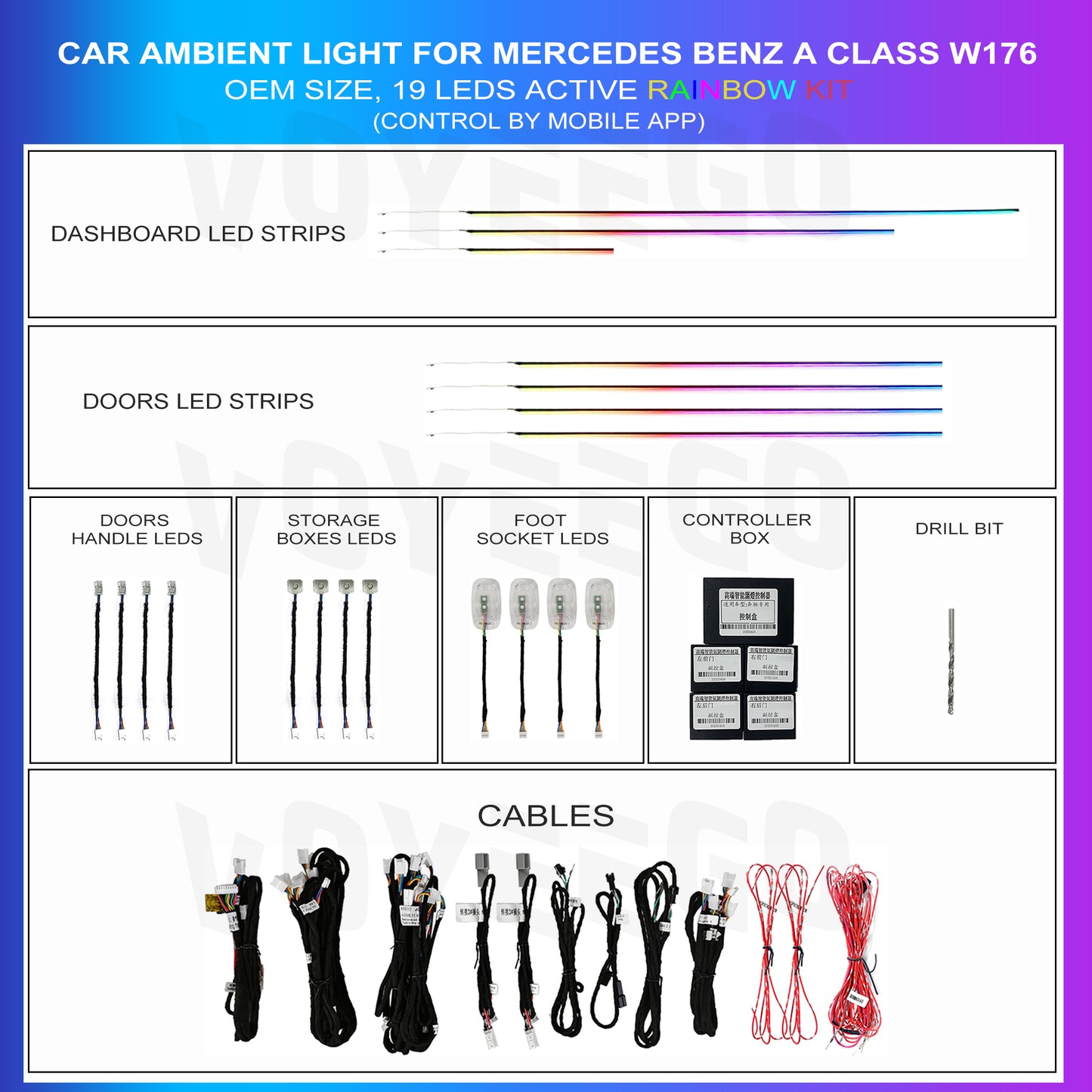 A Class W176 B Class W246 GLA W156 Ambient Lighting Kit | 64 Colors