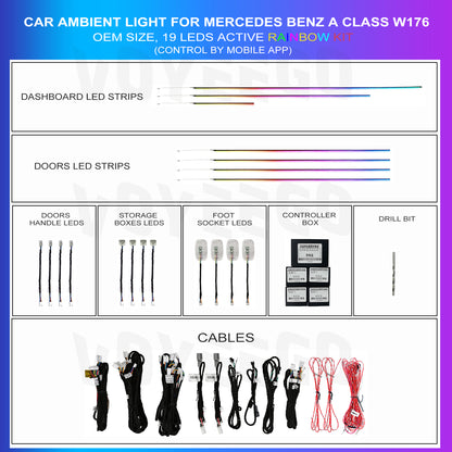 A Class W176 B Class W246 GLA W156 Ambient Lighting Kit | 64 Colors