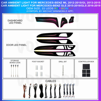 ML GL GLE GLS Panel Replacement Leds Ambient Lighting Kit | 64 RGB Colors Galaxy