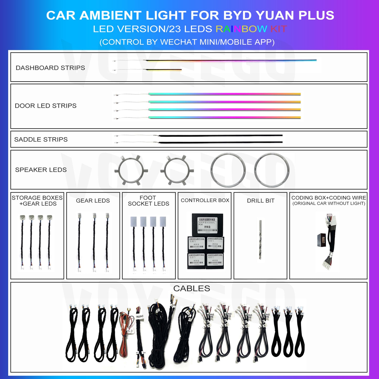 BYD Atto 3 Upgrade Ambient Lamp Kit with Speakers Lighting | 23 Leds Rainbow