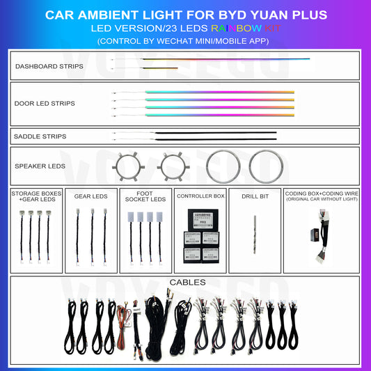 BYD Atto 3 Upgrade Ambient Lamp Kit with Speakers Lighting | 23 Leds Rainbow