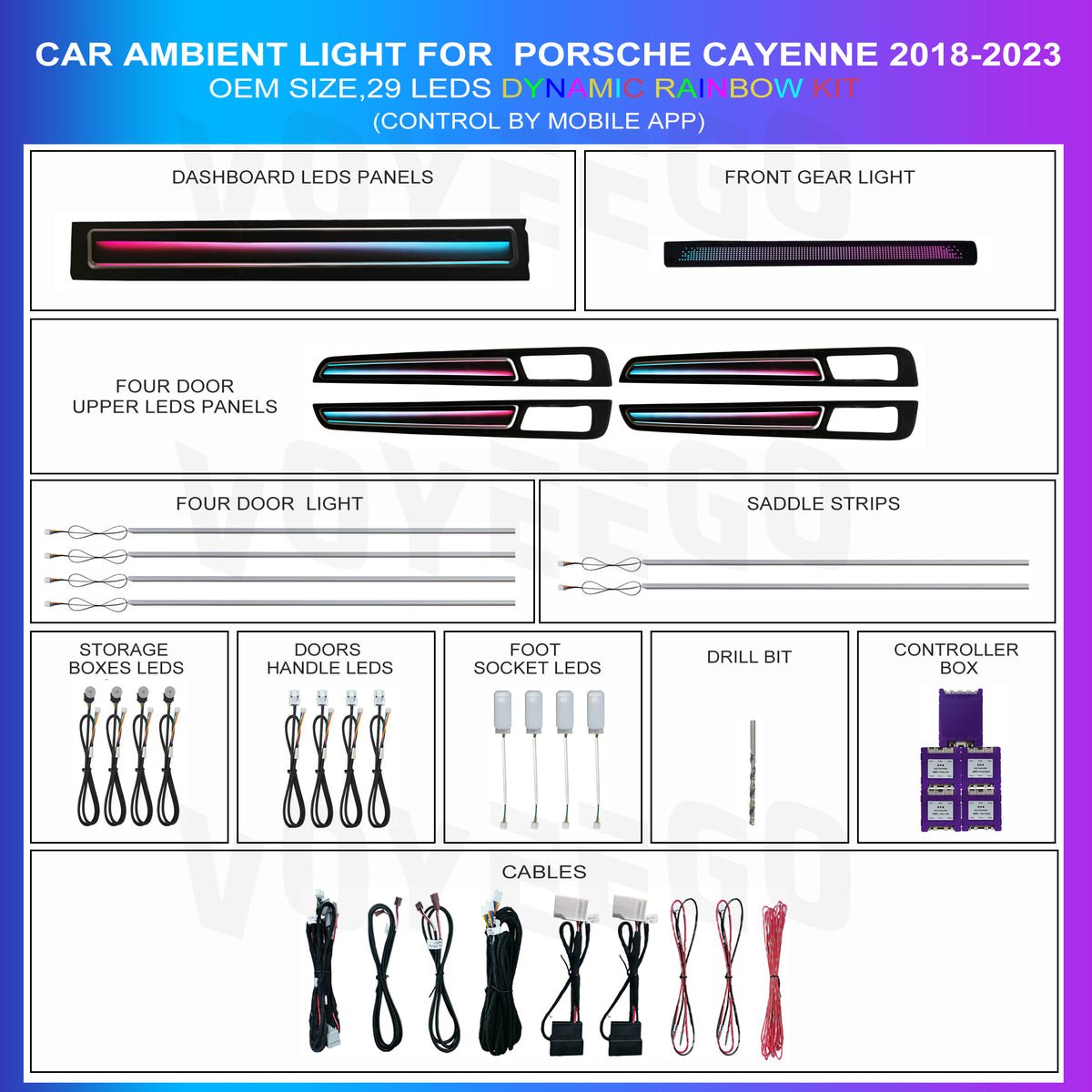 Cayenne 2018-2022 Panel Ambient Lighting | Rainbow