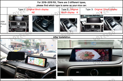 12.3" RX 2016-2019 RHD Lexus Android Screen | Wireless Carplay | 8+64GB