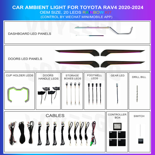 RAV4 2020-2021 Ambient Lighting | Carbon Fiber Rainbow
