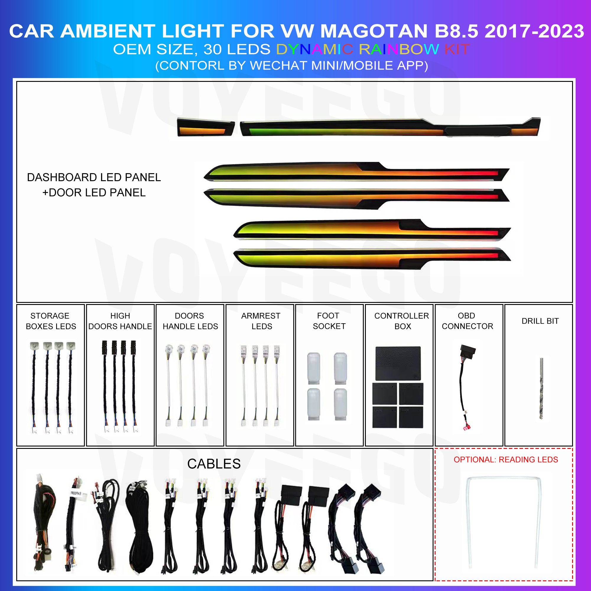Magotan Passat B8 B8.5 2017-2023 Ambient Lighting | Dynamic Rainbow | 29 Leds
