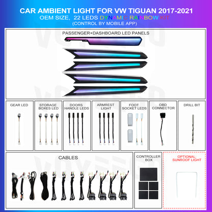 Tiguan L 2017-2021 Ambient Lighting Rainbow Kit | Dynamic Pattern