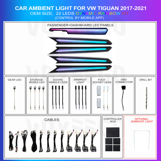 Tiguan L 2017-2021 Ambient Lighting Rainbow Kit | Dynamic Pattern